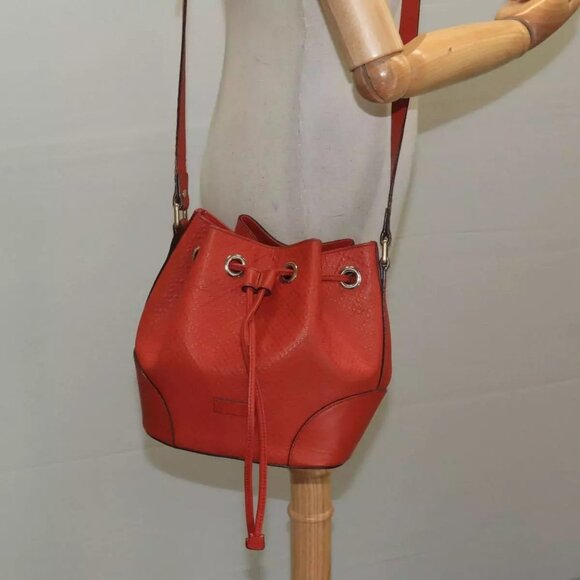 GUCCI Diamante Shoulder Bag Leather Orange Gold - Picture 1 of 16